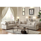 Savonburg Beige Solid Wood And Plywood Textured Fabric Upholstered Tufted Sofa - Ella Furniture
