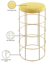 Rebar Yellow Velvet Bar Stool - Ella Furniture