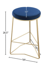 Tres Blue Velvet Counter Stool - Ella Furniture