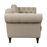 St.claire Brown Traditional Solid Wood And Plywood Textured Fabric Upholstered Tufted Sofa - Ella Furniture