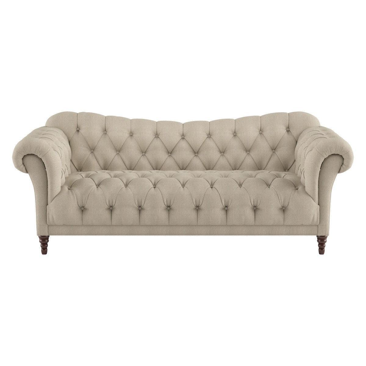 St.claire Brown Traditional Solid Wood And Plywood Textured Fabric Upholstered Tufted Sofa - Ella Furniture