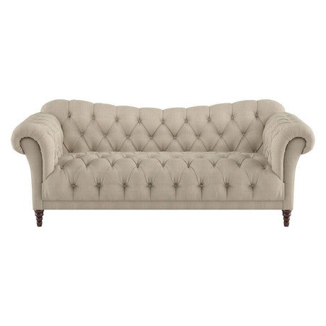 St.claire Brown Traditional Solid Wood And Plywood Textured Fabric Upholstered Tufted Sofa - Ella Furniture