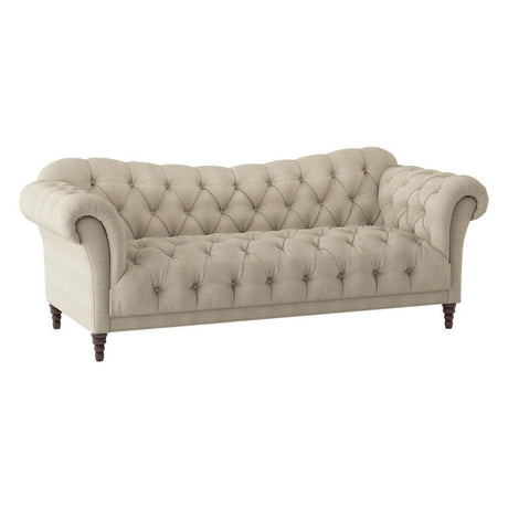 St.claire Brown Traditional Solid Wood And Plywood Textured Fabric Upholstered Tufted Sofa - Ella Furniture