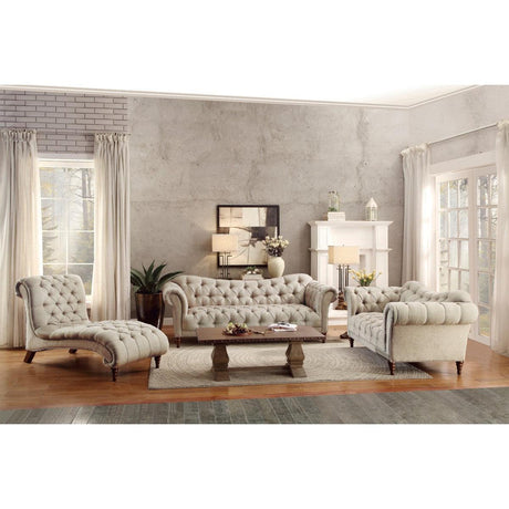 St.claire Brown Traditional Solid Wood And Plywood Textured Fabric Upholstered Tufted Sofa - Ella Furniture
