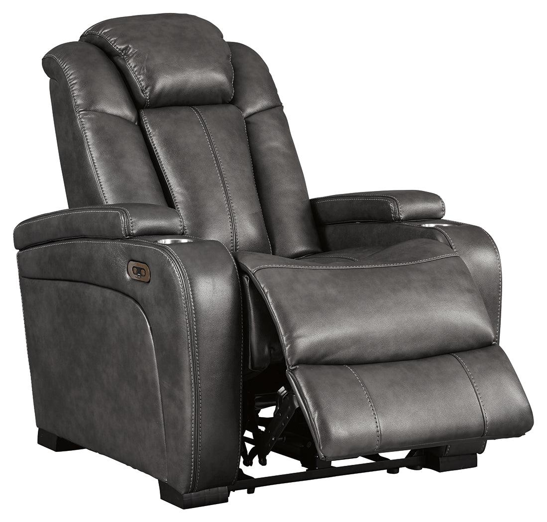 Turbulance Quarry Faux Leather Power Recliner - Ella Furniture