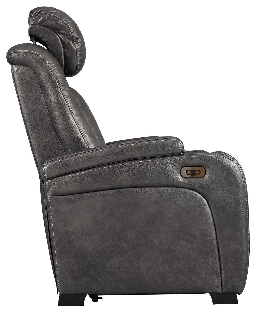 Turbulance Quarry Faux Leather Power Recliner - Ella Furniture