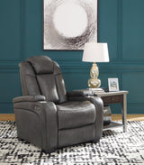 Turbulance Quarry Faux Leather Power Recliner - Ella Furniture