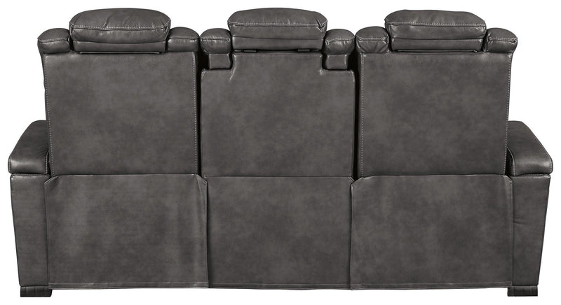Turbulance Quarry Faux Leather Power Reclining Sofa - Ella Furniture