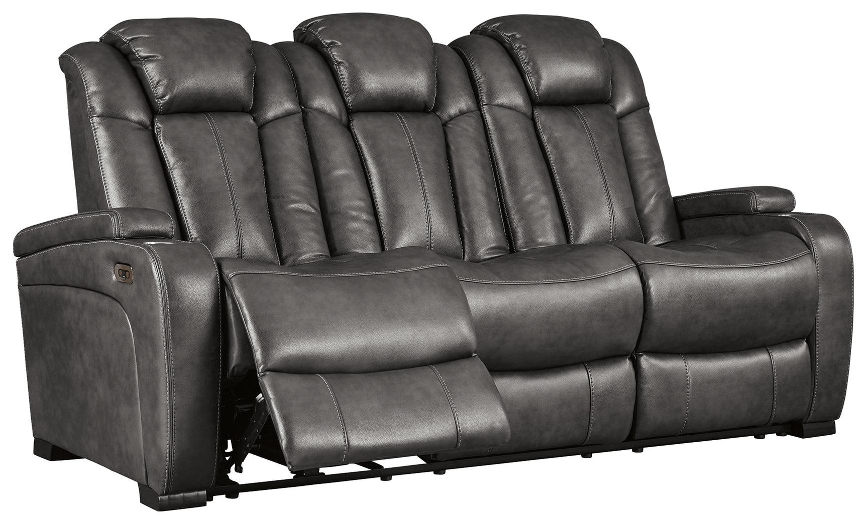 Turbulance Quarry Faux Leather Power Reclining Sofa - Ella Furniture