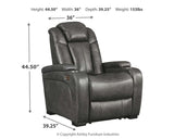 Turbulance Quarry Faux Leather Power Recliner - Ella Furniture