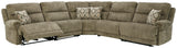 Lubec Taupe Chenille 5-Piece Power Reclining Sectional - Ella Furniture