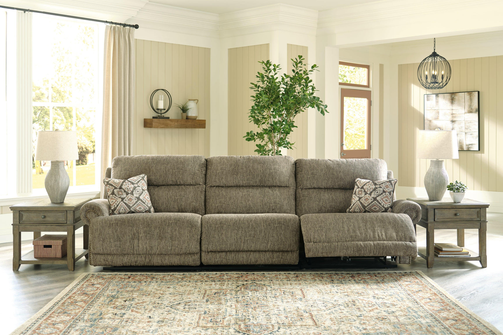 Lubec Taupe 3-Piece Reclining Sofa - Ella Furniture