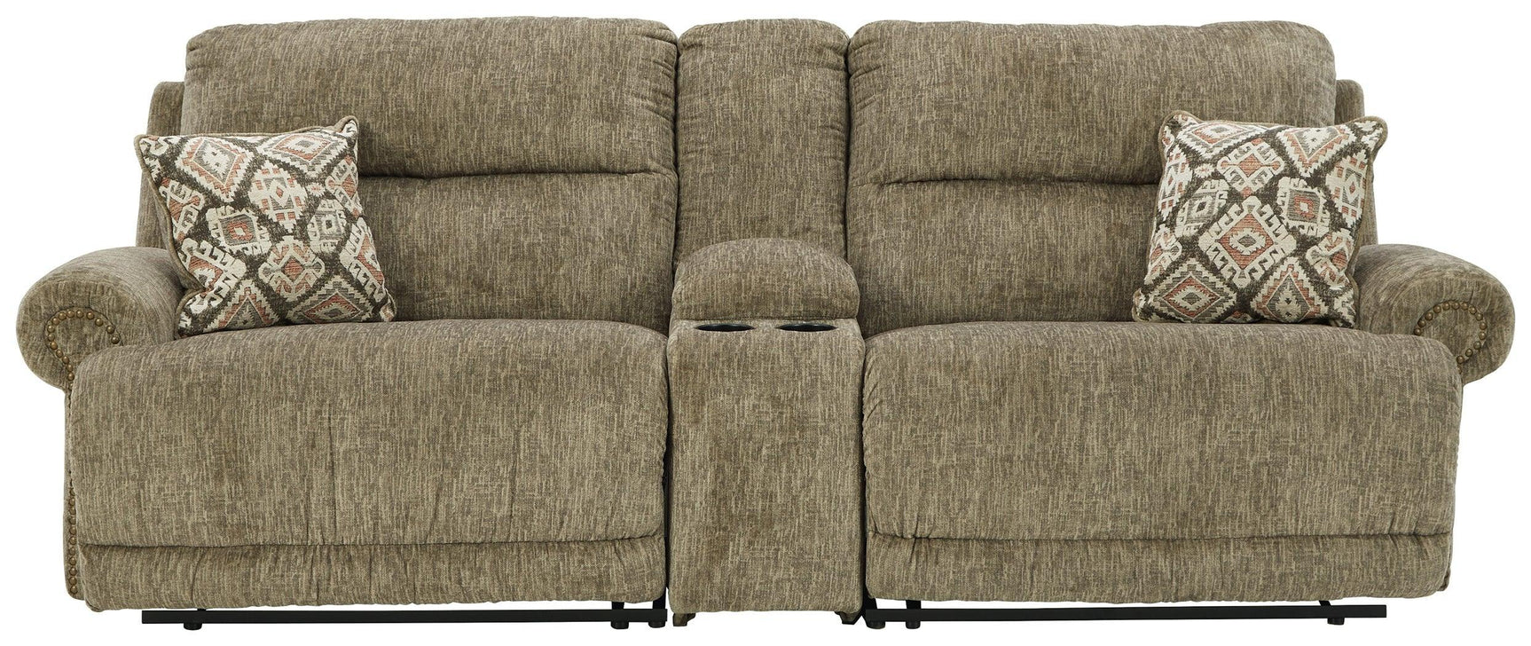 Lubec Taupe 3-Piece Reclining Loveseat With Console - Ella Furniture