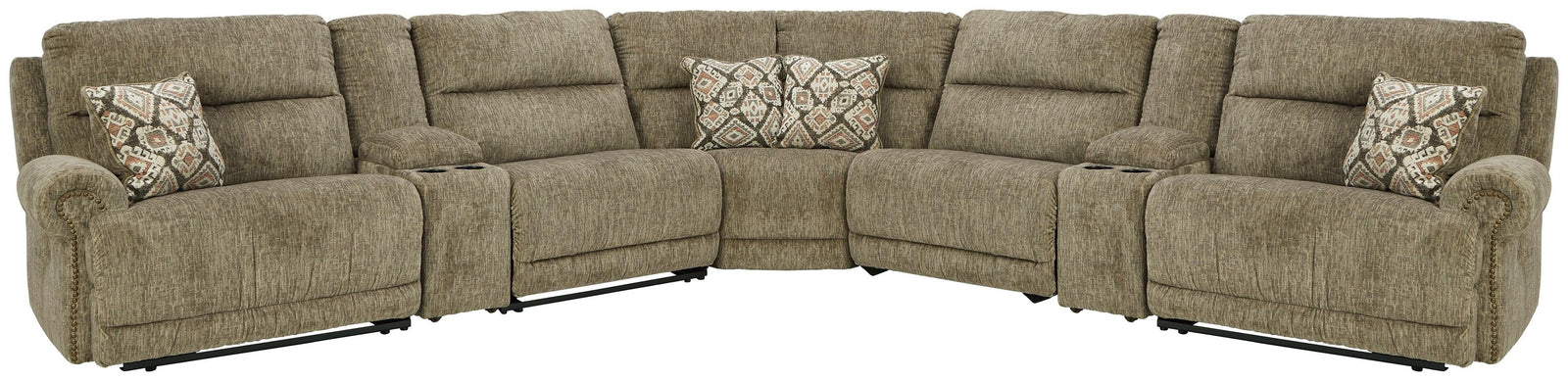Lubec Taupe 7-Piece Power Reclining Sectional - Ella Furniture