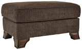 Miltonwood Teak Chenille Ottoman - Ella Furniture