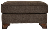 Miltonwood Teak Chenille Ottoman - Ella Furniture