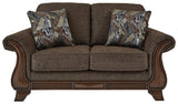 Miltonwood Teak Chenille Loveseat - Ella Furniture