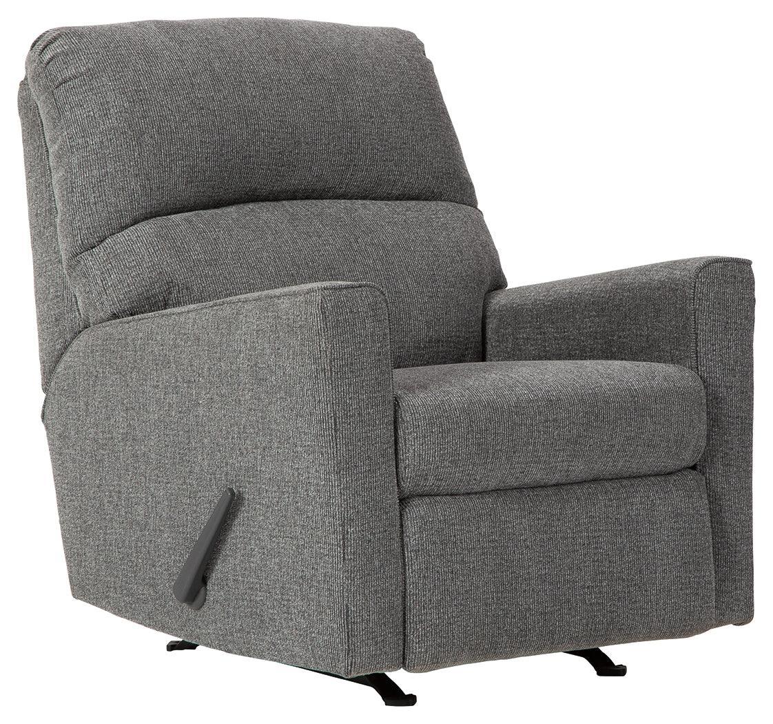 Dalhart Charcoal Chenille Recliner - Ella Furniture