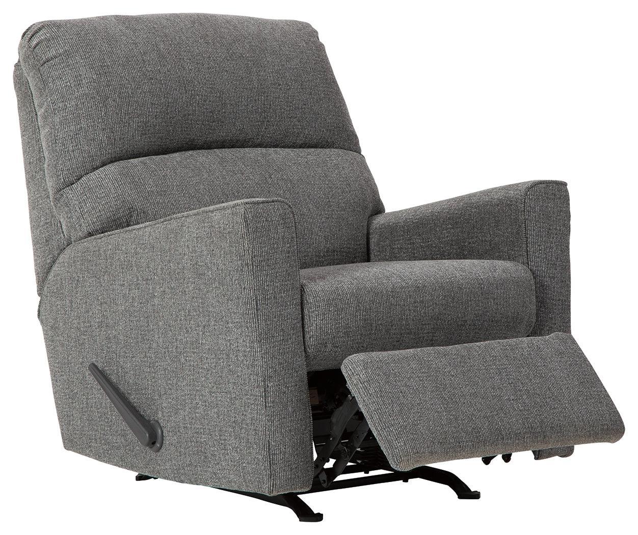 Dalhart Charcoal Chenille Recliner - Ella Furniture