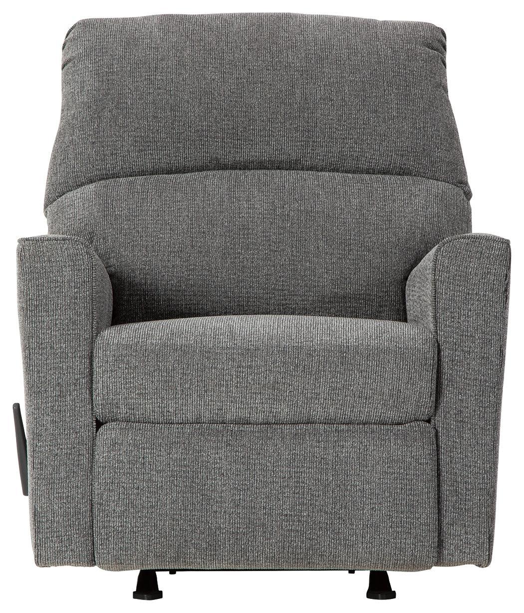 Dalhart Charcoal Chenille Recliner - Ella Furniture