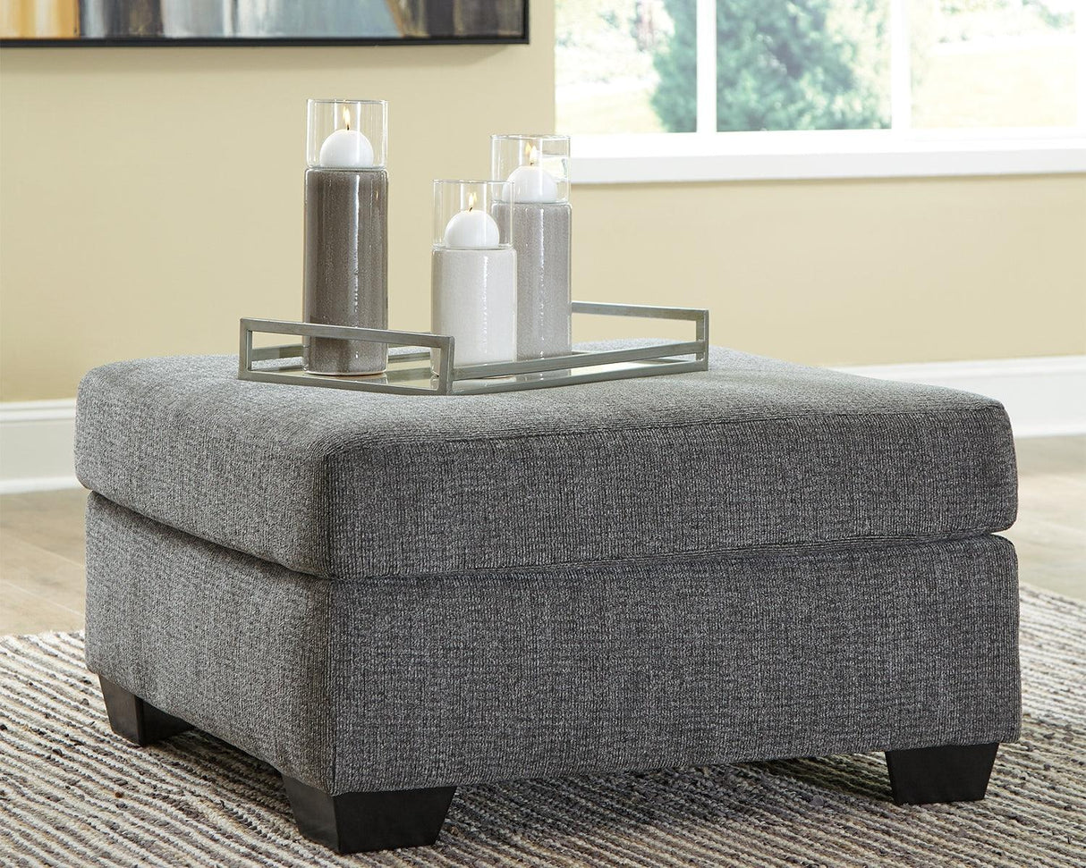 Dalhart Charcoal Chenille Oversized Accent Ottoman - Ella Furniture