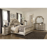 Cavalier Silver Traditional Engineered Wood Faux Leather Upholstered Tufted Queen Sleigh Bed - Ella Furniture