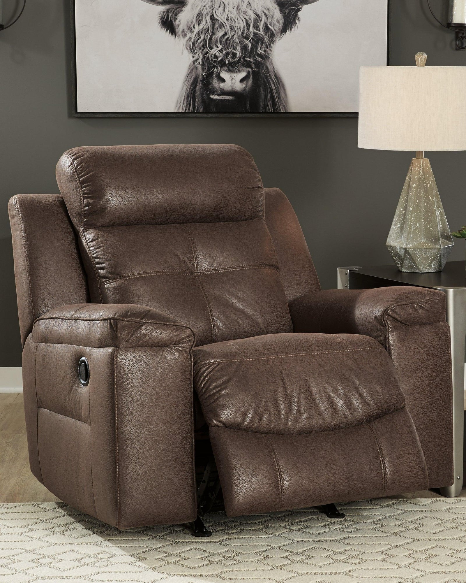 Jesolo Coffee Faux Leather Recliner - Ella Furniture