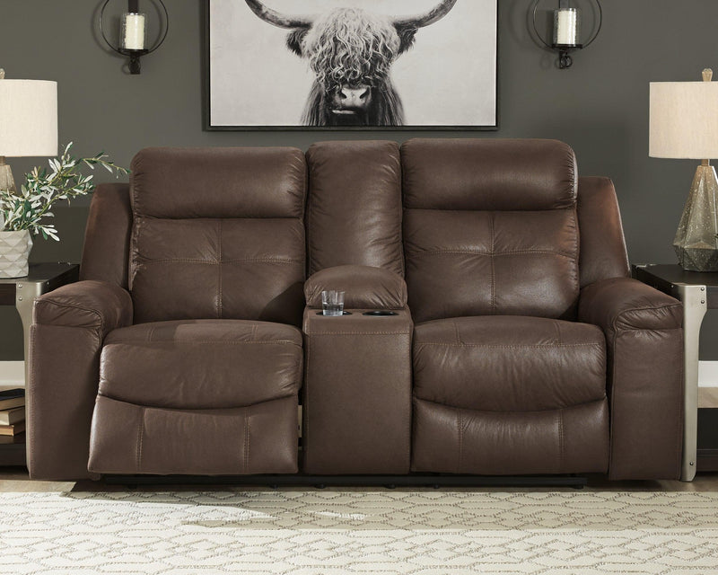 Jesolo Coffee Faux Leather Reclining Loveseat With Console