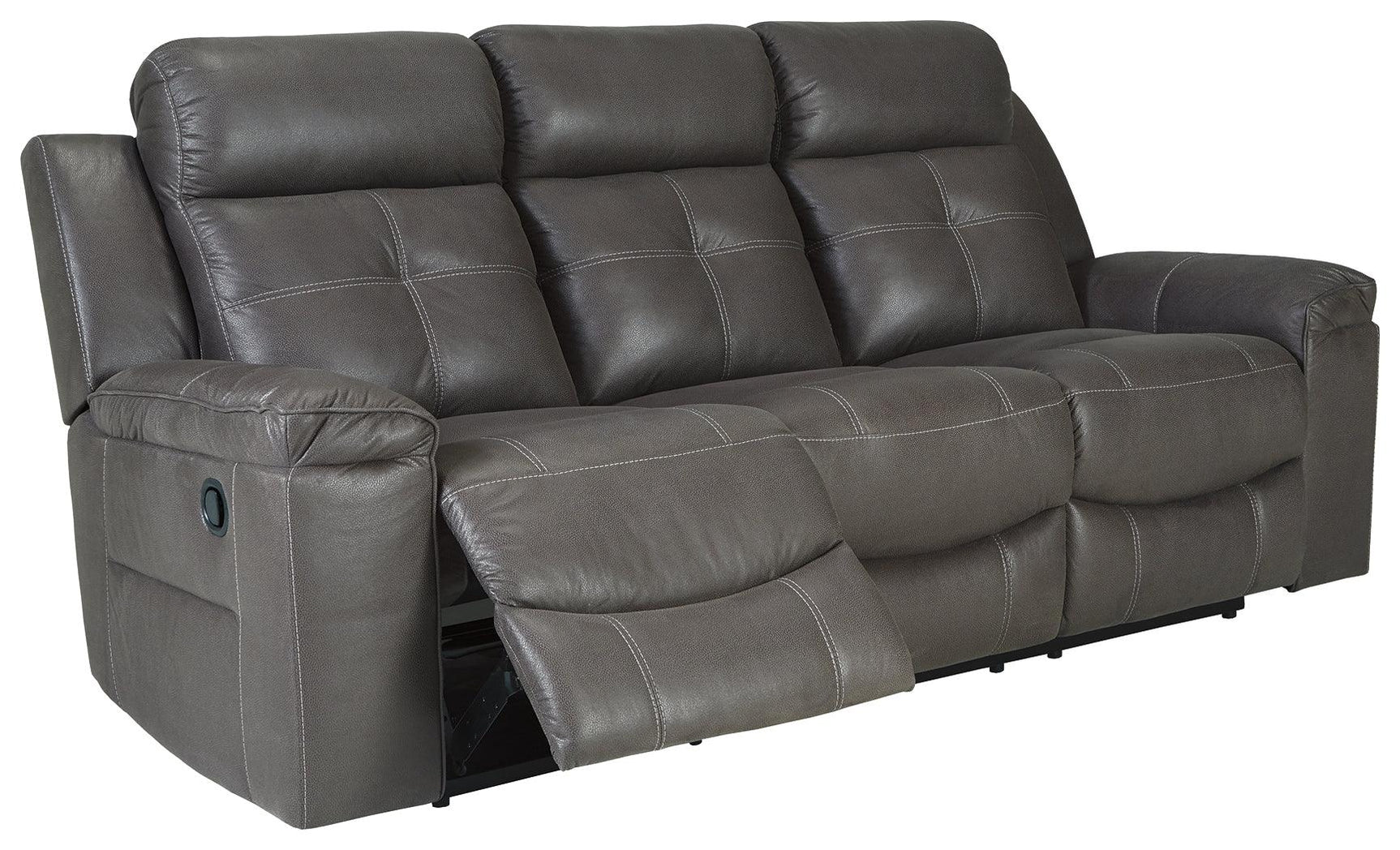 Jesolo Dark Gray Faux Leather Reclining Sofa - Ella Furniture