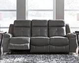 Jesolo Dark Gray Faux Leather Reclining Sofa - Ella Furniture