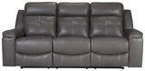 Jesolo Dark Gray Faux Leather Reclining Sofa - Ella Furniture