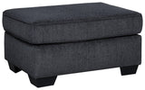 Altari Slate Chenille Ottoman - Ella Furniture