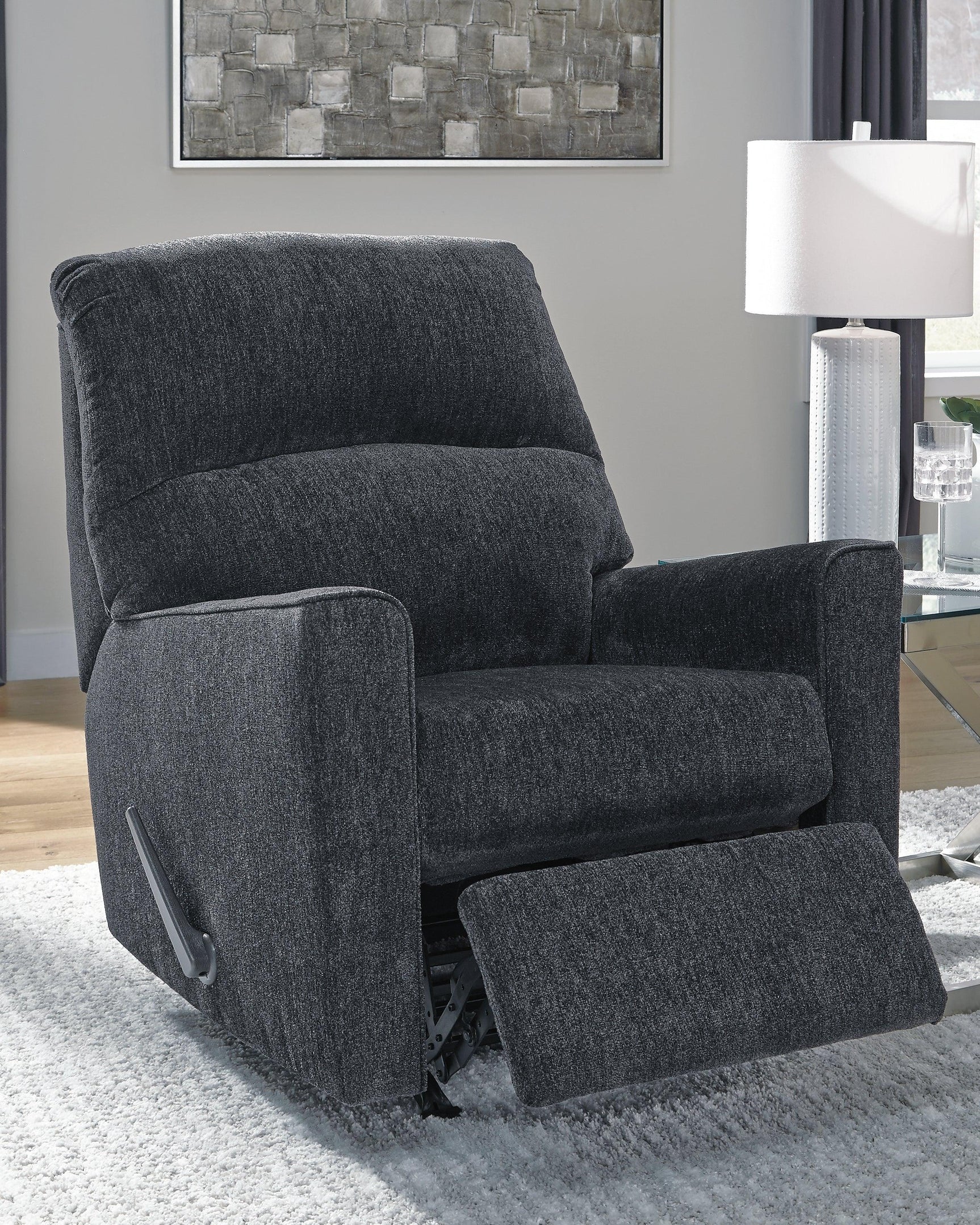 Altari Slate Chenille Recliner - Ella Furniture