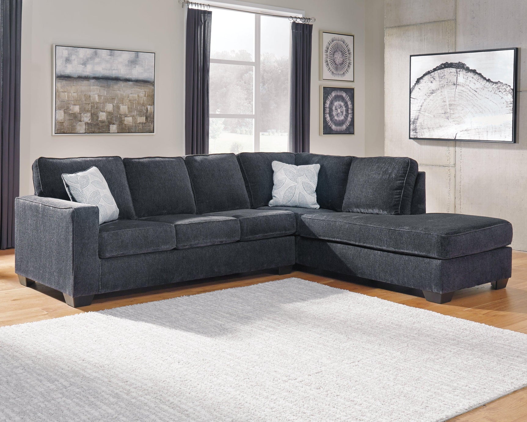 Altari Slate Chenille 2-Piece Sectional With Chaise 87213S2 - Ella Furniture