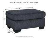 Altari Slate Chenille Ottoman - Ella Furniture