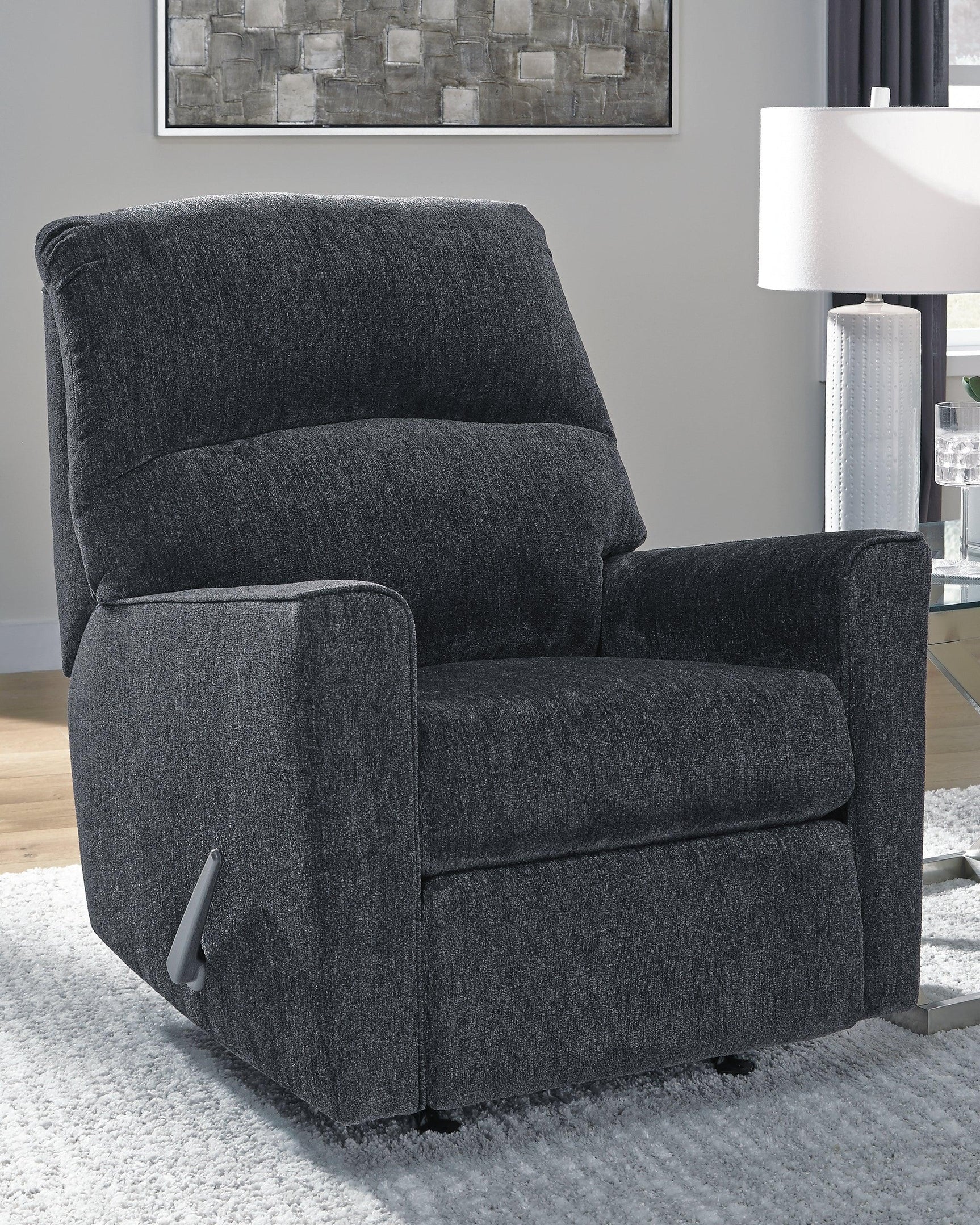 Altari Slate Chenille Recliner - Ella Furniture