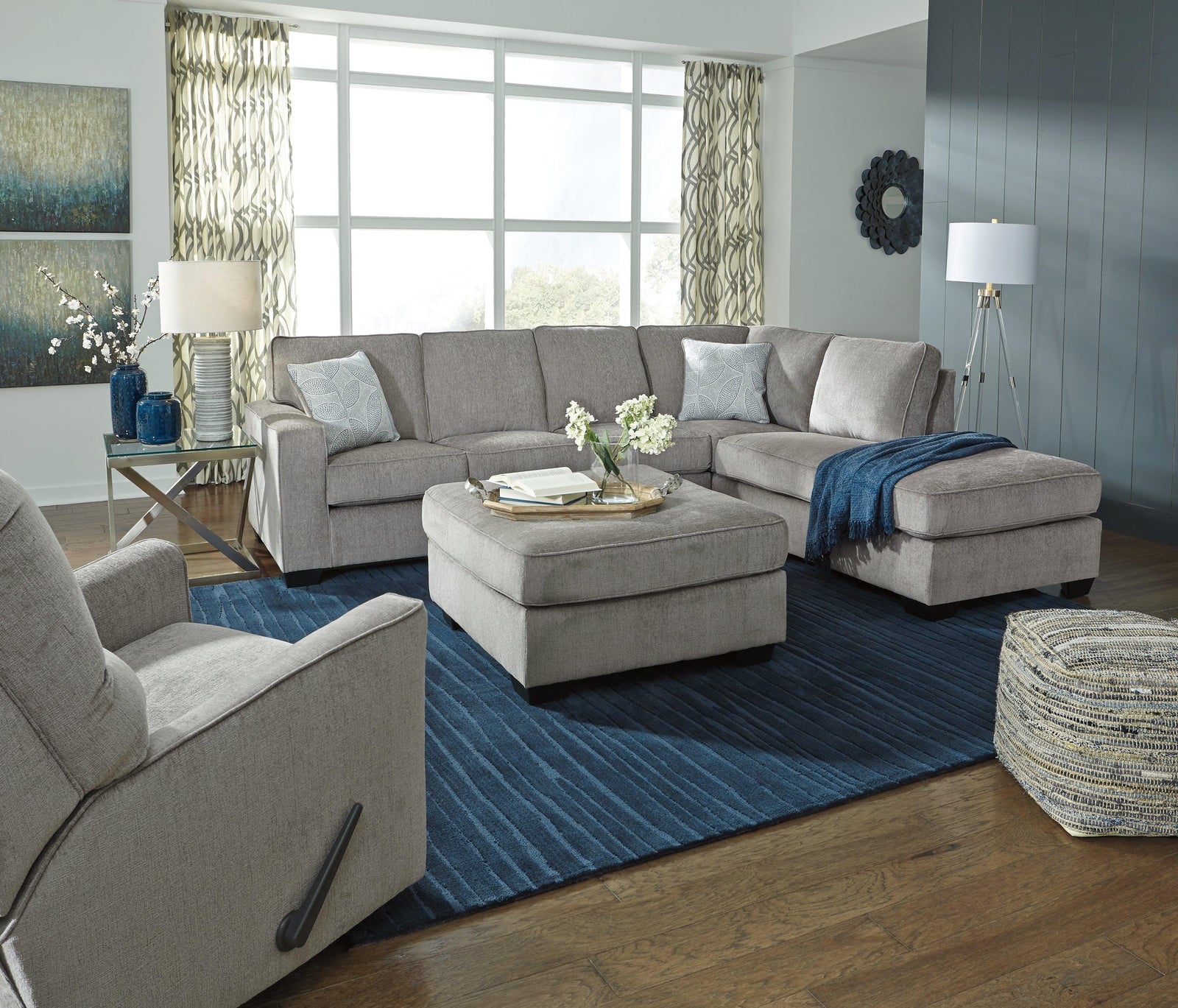 Altari Alloy Chenille 2-Piece Sleeper Sectional With Chaise 87214S3 - Ella Furniture