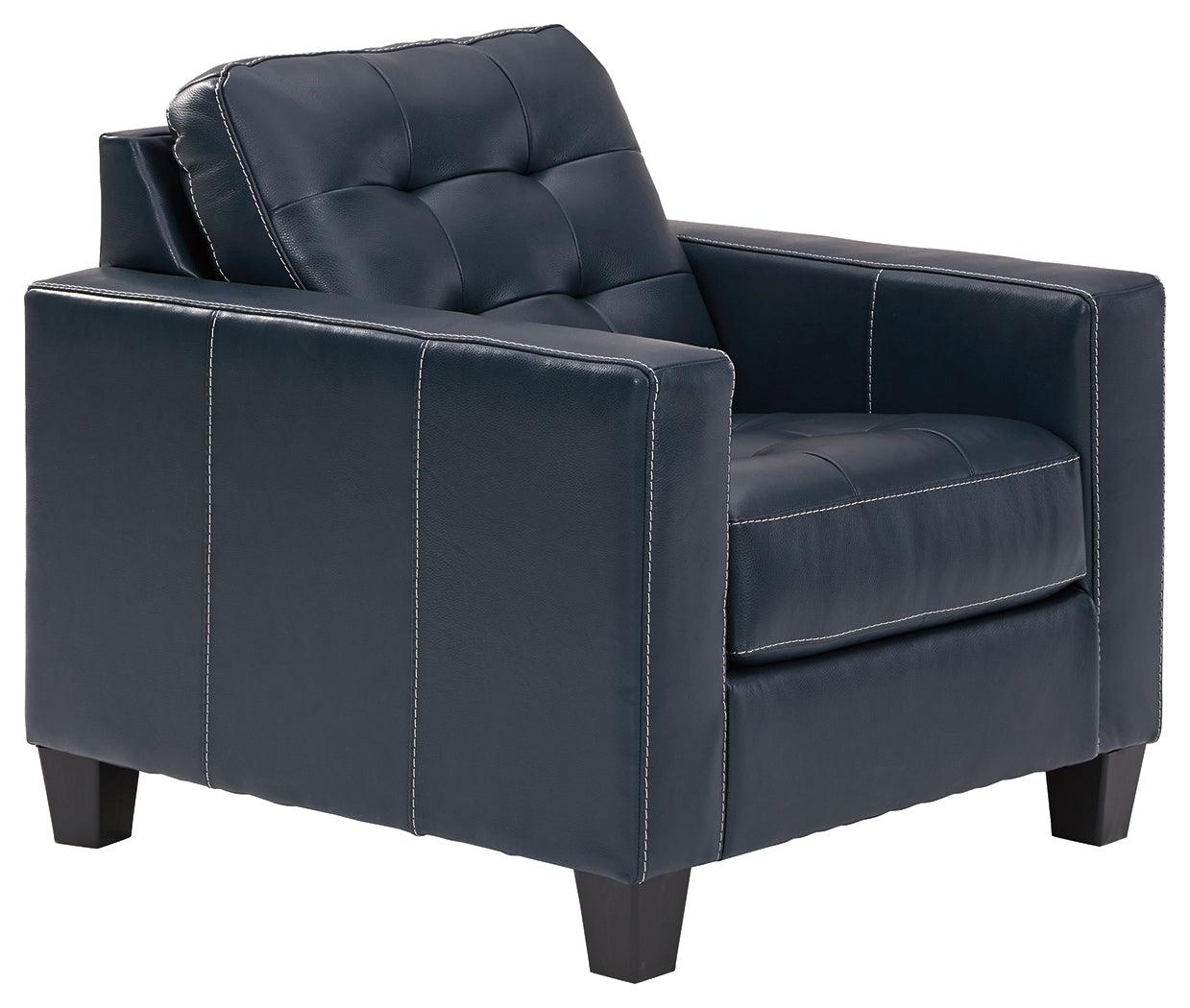 Altonbury Blue Leather Chair - Ella Furniture