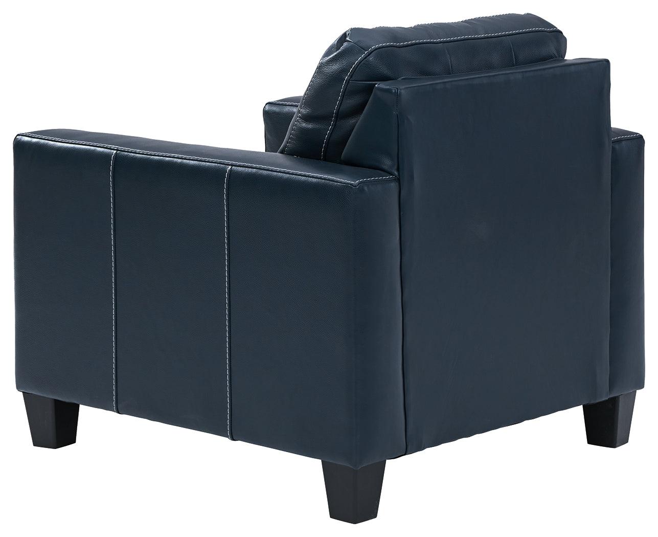 Altonbury Blue Leather Chair - Ella Furniture