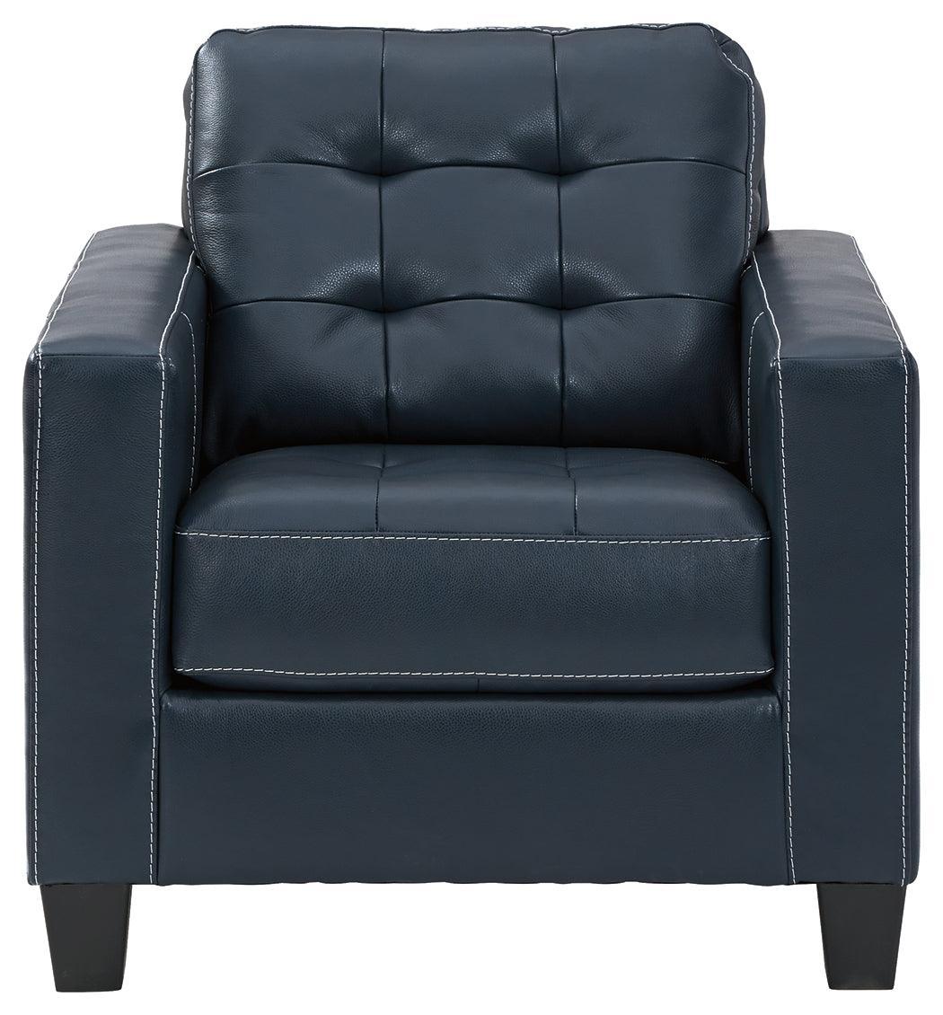 Altonbury Blue Leather Chair - Ella Furniture