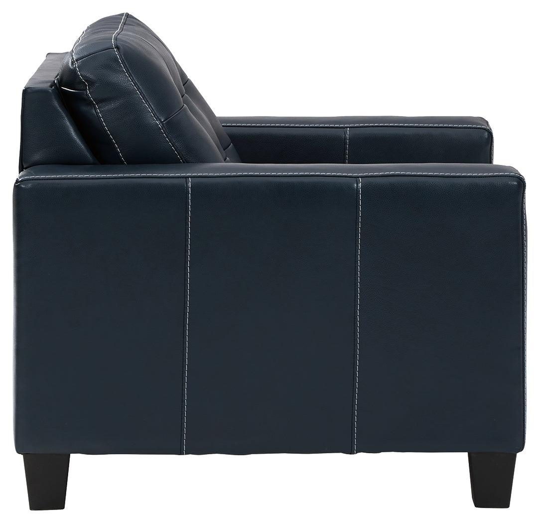 Altonbury Blue Leather Chair - Ella Furniture