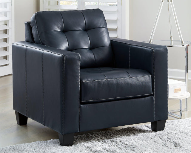 Altonbury Blue Leather Chair - Ella Furniture