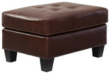 Altonbury Walnut Leather Ottoman - Ella Furniture