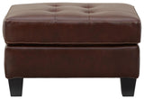 Altonbury Walnut Leather Ottoman - Ella Furniture