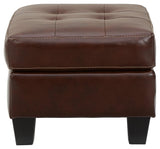 Altonbury Walnut Leather Ottoman - Ella Furniture