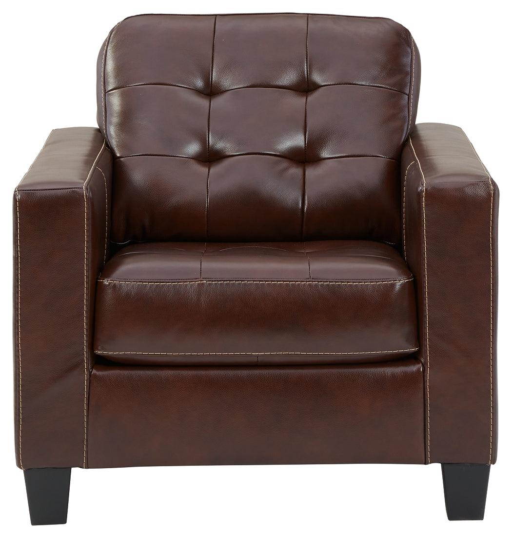 Altonbury Walnut Leather Chair - Ella Furniture