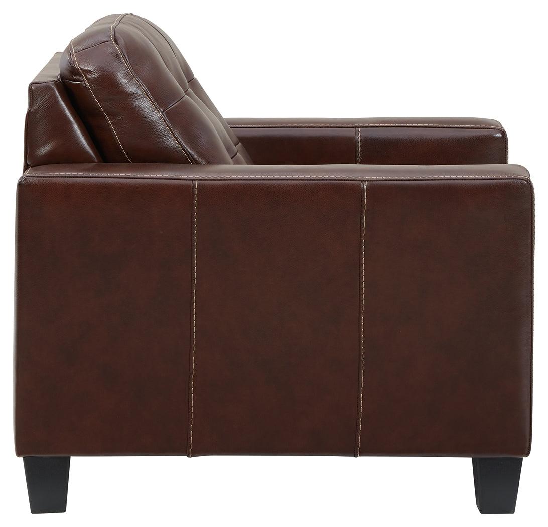 Altonbury Walnut Leather Chair - Ella Furniture