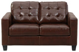 Altonbury Walnut Leather Loveseat - Ella Furniture