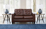 Altonbury Walnut Leather Loveseat - Ella Furniture