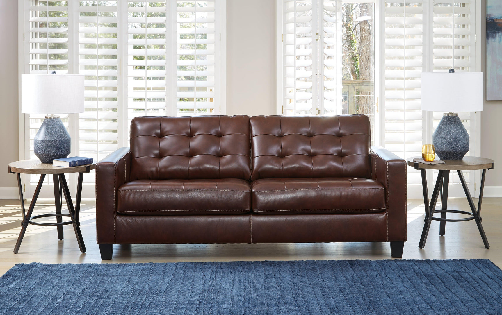 Altonbury Walnut Leather Sofa - Ella Furniture